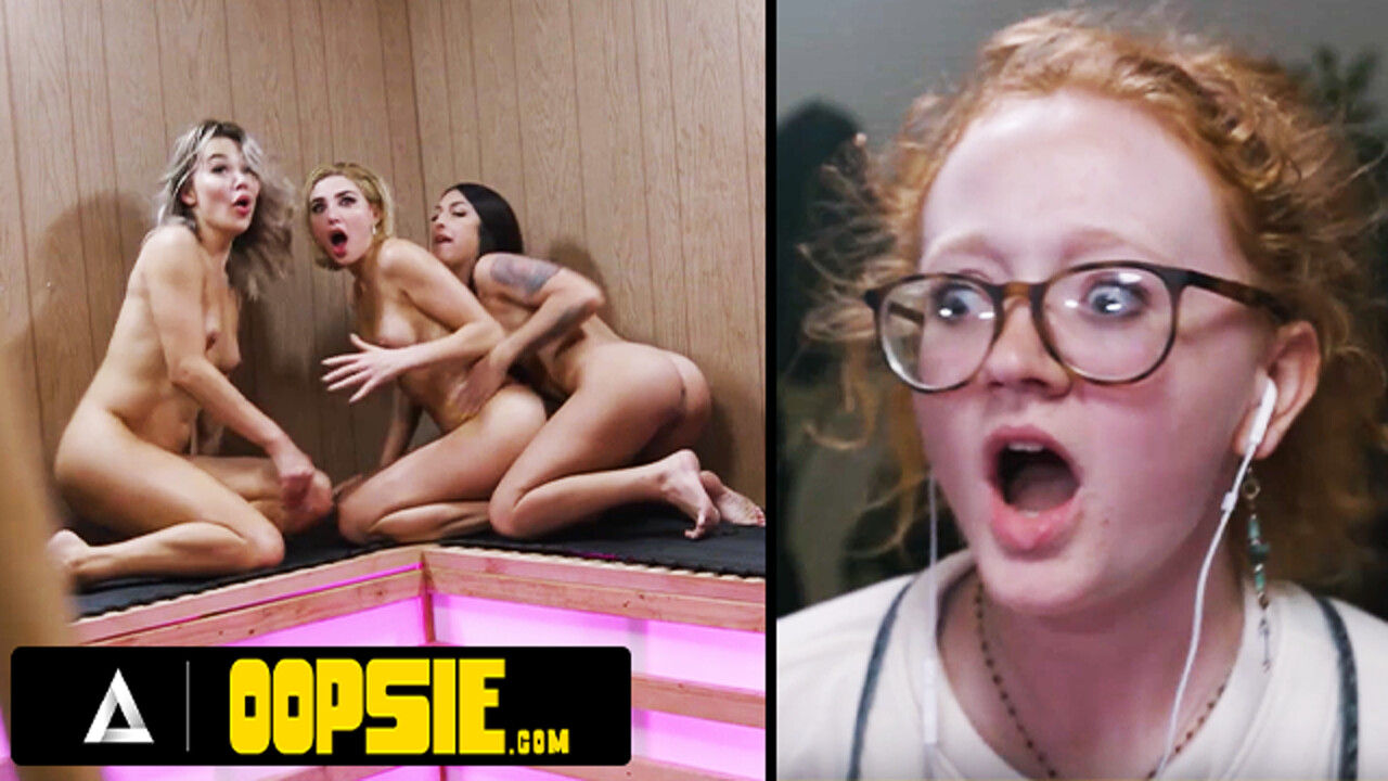 OOPSIE - Horny Cis Babe s Sneaky Handjob In Sauna Sparks Wild Trans Threesome Caught By Janitor