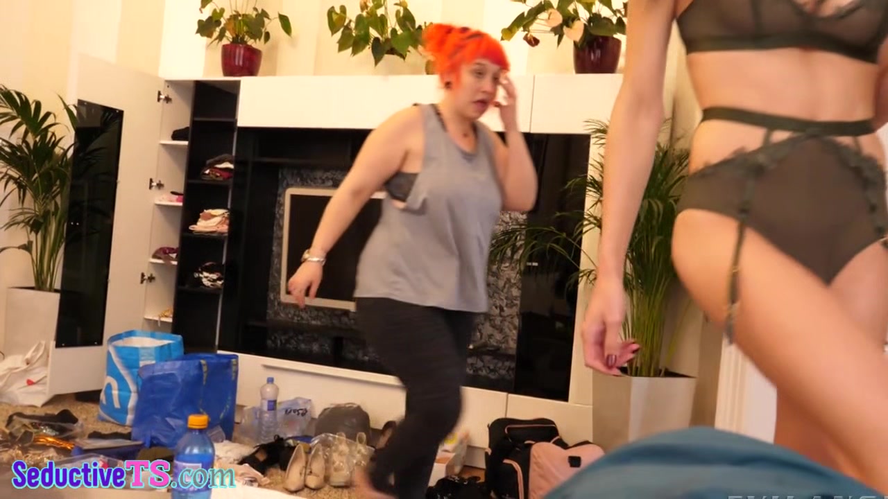 Homemade brunette transgender poses in her sexy lingerie